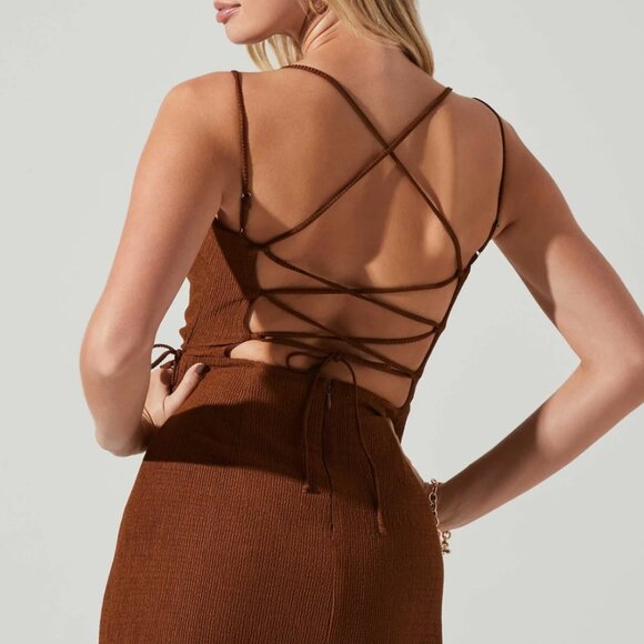 NWT Brinda Wrap Midi Dress in Brown - Picture 4 of 13